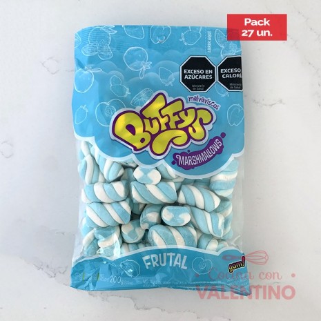 Malvavisco Buffys Twister Frutal Blanquiceleste - 200 Grs - Pack 27 Un.