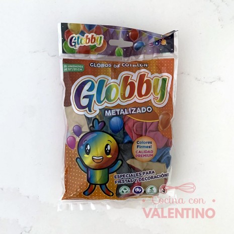 Set Globos Globby Surtido Perlado-Metalizado - 25 Un.