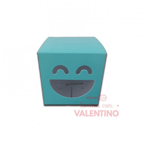 Estuche Carita Sonriente Celeste 8x8x8