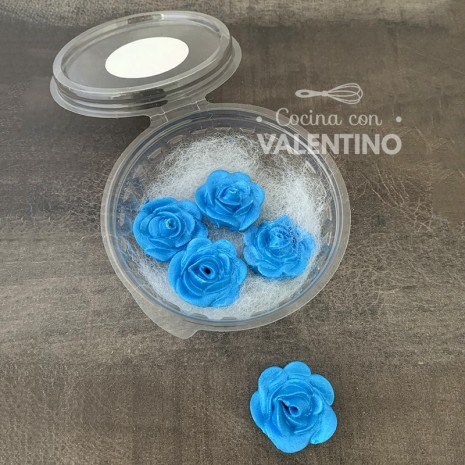 Adorno de Azucar Rosa Perlada Azul Brillante - 5u
