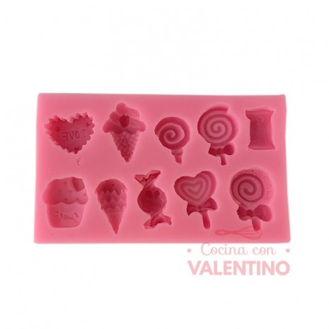 Molde Flexible Helado. Chupetin. Caramelo. Cupcake - CM