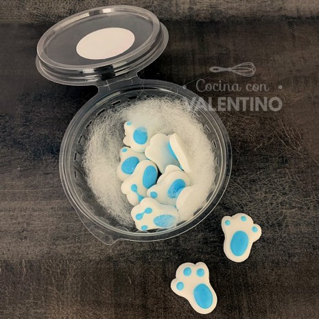 Adorno de Azucar Patitas de Conejo Celeste x 12u