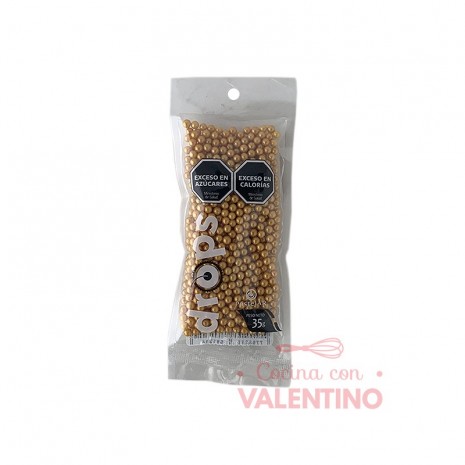 Drops Pastelar Perlas Medianas Doradas - 35 Grs
