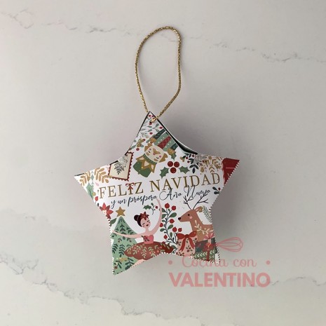 Caja Diseño Estrella Feliz Navidad 15x15x4.5cm