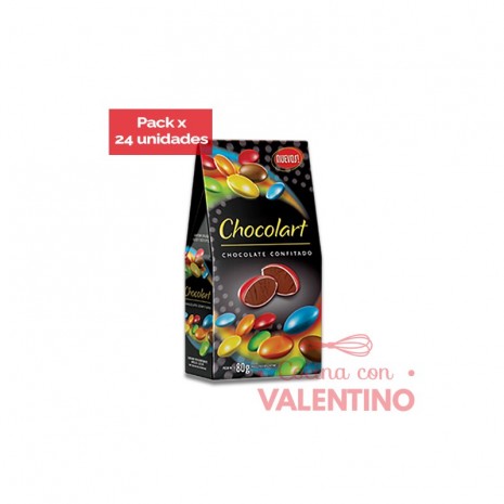 Lenteja de Chocolate Multicolor Chocolart - 80 Grs - Pack 24 Un.