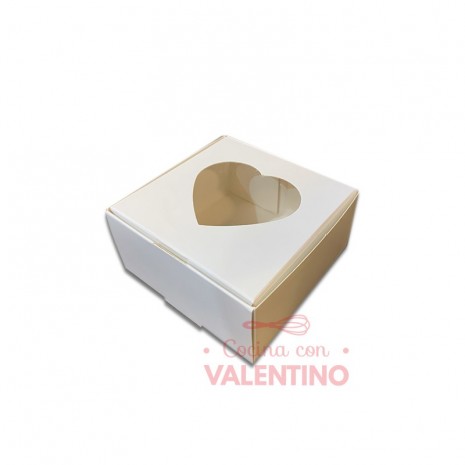 Caja Color Blanca con Visor Corazon 10x10x5cm