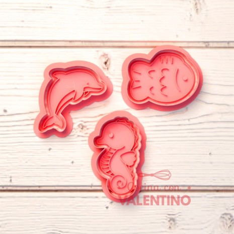 Cortante + Sello DeliPrint Set Mini Animales Mar D5