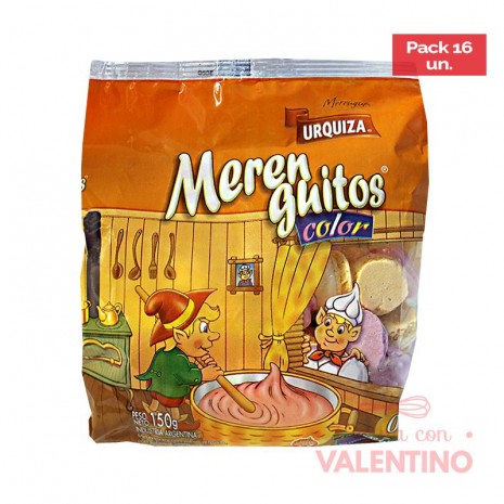Merengue Urquiza Mediano Color - 150 Grs - Pack 16 Un
