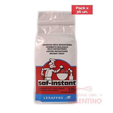 Levadura Seca Saf Instant Roja - 125 Grs - Pack 36 Un (3 Estuches)