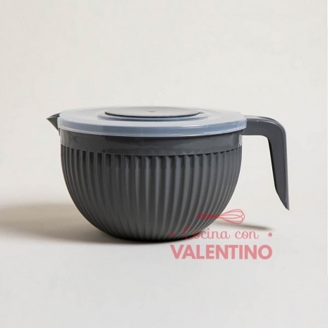 Bowl Melamina Gris con Agarradera y Tapa - 3.5 Lts