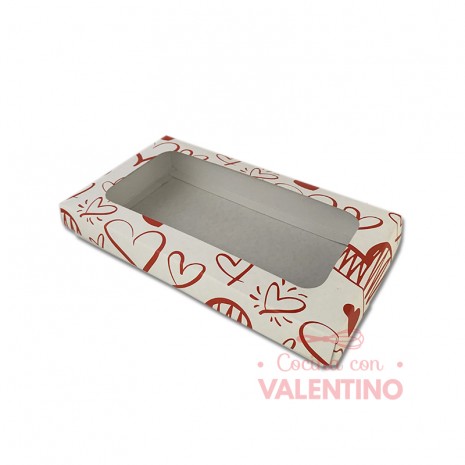 Caja Diseño Corazones con Visor 20x11x3 cm