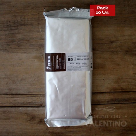 Chocolate Cobertura Fenix Semiamargo N°85 60% - 1 Kg - Pack 10 Un