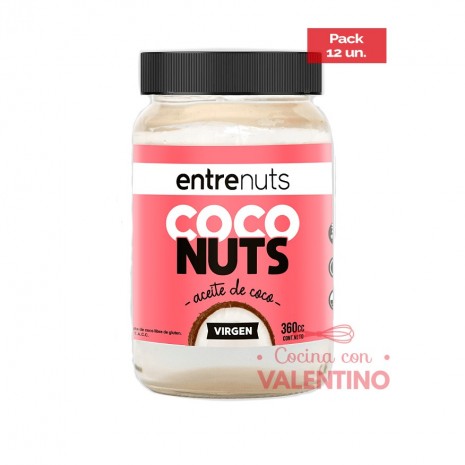 Aceite de Coco Entrenuts Virgen - 360 Grs - Pack 12 Un.