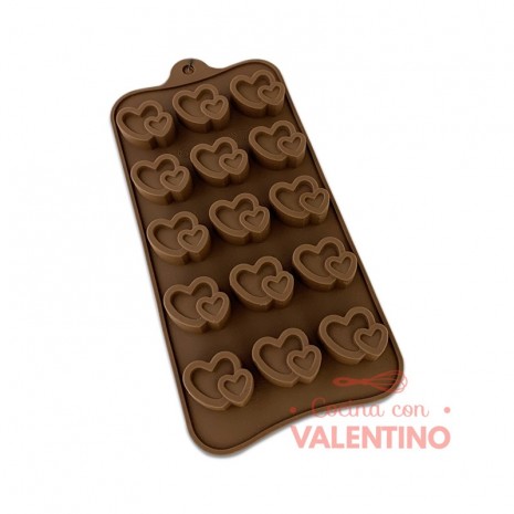 Molde Silicona Bombon Corazon Doble x15
