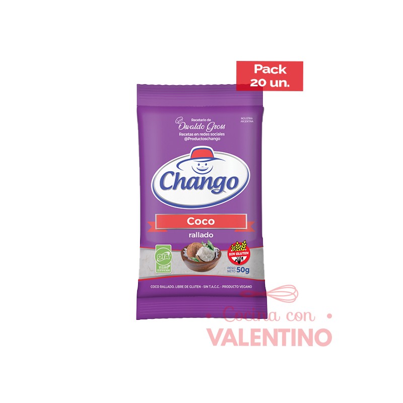 Coco Rallado Chango 50 Grs Pack 20 Un Valentino Mercado