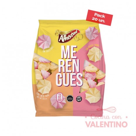 Merengue La Amistad Mediano Multicolor - 100 Grs - Pack 20 Un.
