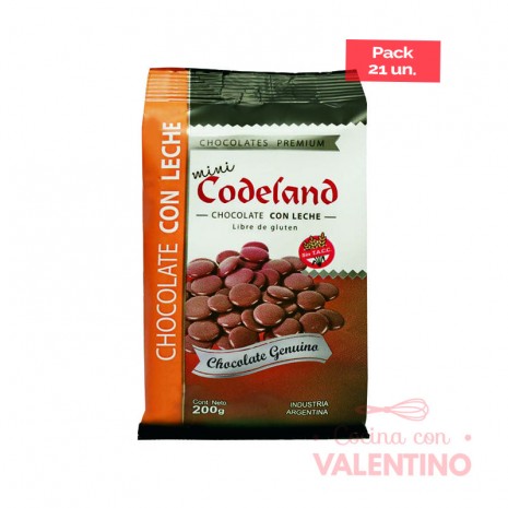 Chocolate Cobertura Codeland Leche - 200 Grs - Pack 21 Un