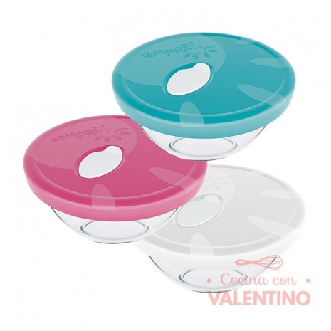 Bowl Vidrio con Tapa Sempre - 21 Cm - 2 Lt