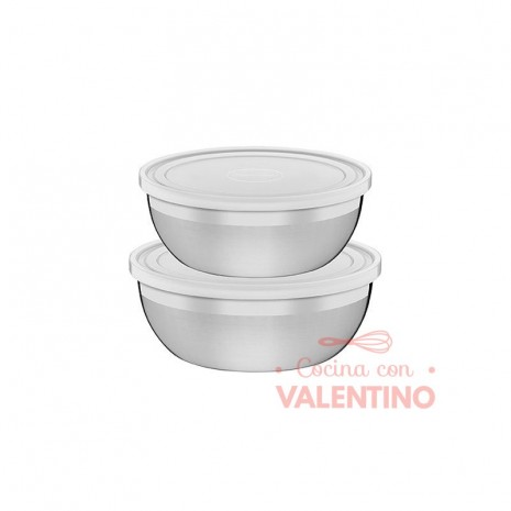 Set Bowl Acero Tramontina con Tapa - 1.6 / 2.2 Lt - 2 Un