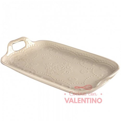 Bandeja Porcelana con Asas y Relieve 29x17