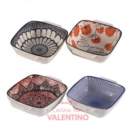 Bowl Porcelana Diseños Varios Cuadrado 15x5