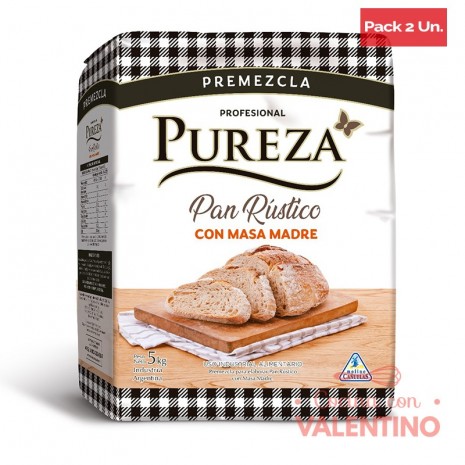 Premezcla Pureza Pan Rustico con Masa Madre - 5 Kg - Pack 2 Un.