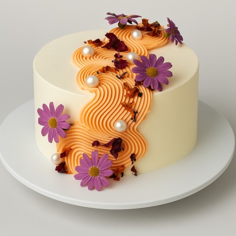 Clase de torta con buttercream de chocolate blanco y flores comestibles