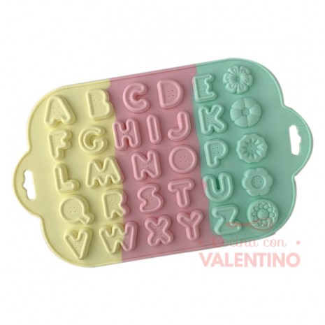 Molde Silicona Abecedario Letras y Flores