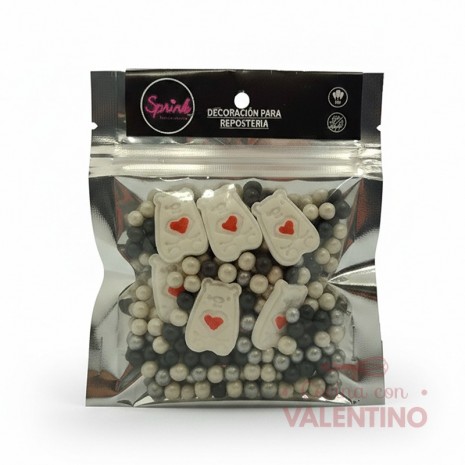Mix Perlas y Formas Sprink Ositos Con Corazon