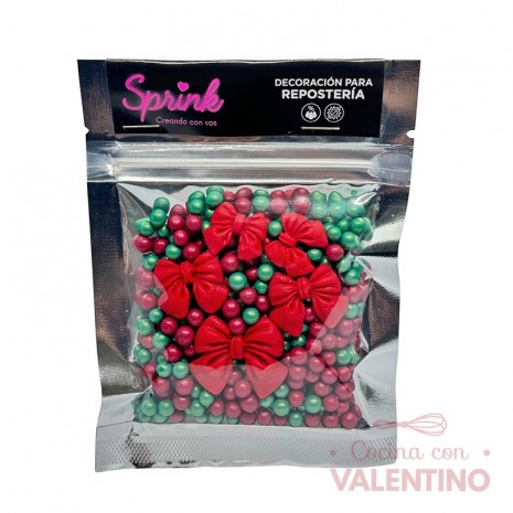 Mix Perlas y Formas Sprink Lazos Navideños