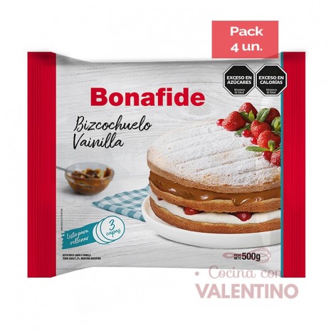 Bizcochuelo Bonafide Vainilla - 500 Grs - Pack 4 Un.