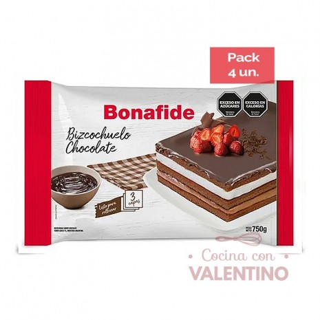 Bizcochuelo Bonafide Chocolate - 750 Grs - Pack 4 Un.