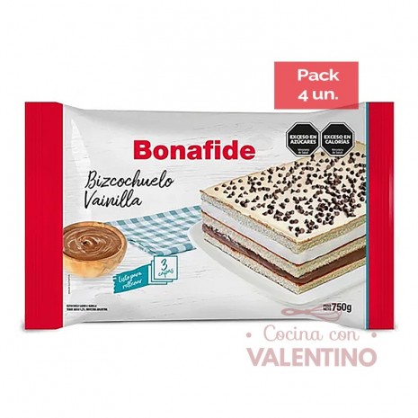 Bizcochuelo Bonafide Vainilla - 750 Grs - Pack 4 Un.