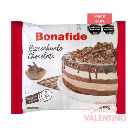 Bizcochuelo Bonafide Chocolate - 500 Grs - Pack 4 Un.