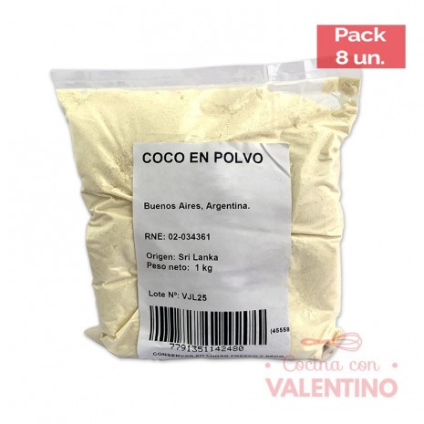 Harina de Coco El Peoncito - 1 Kg - Pack 8 Un