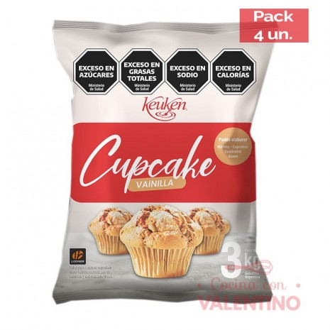 Mix CUPCAKE Keuken Vainilla - 3 Kg - Pack 4 Un.