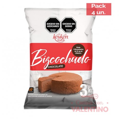 Mix Bizcochuelo Chocolate Keuken - 3 Kg - Pack 4 Un.