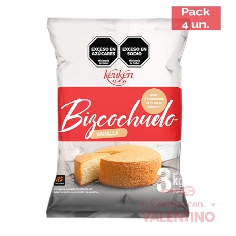 Mix Bizcochuelo Vainilla Keuken - 3 Kg - Pack 4 Un.