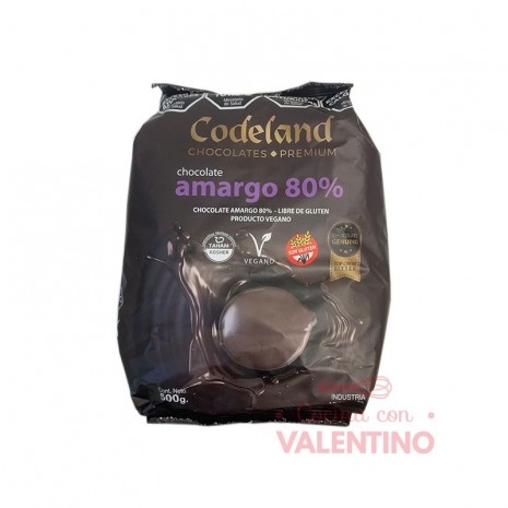 Chocolate Cobertura Codeland Top Crem Amargo 80% - 500 Grs