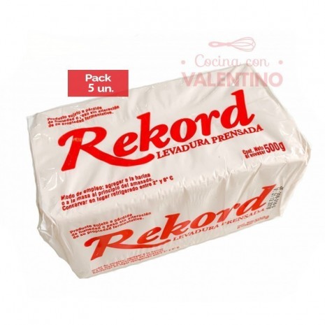 Levadura Fresca Prensada Rekord - 500 Grs - Pack 5 Un.