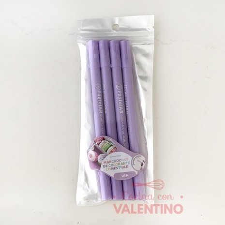 Marcador Comestible Pastelar Doble Punta Lila - Pack 4 Un