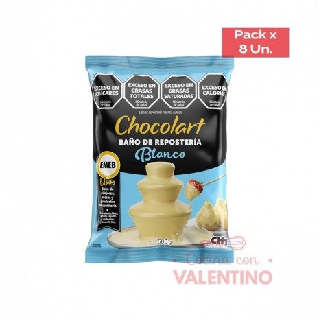 Baño de Reposteria Chocolart Blanco - 500 Grs - Pack 8 Un.
