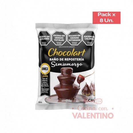 Baño de Reposteria Chocolart Semiamargo - 500 Grs - Pack 8 Un.
