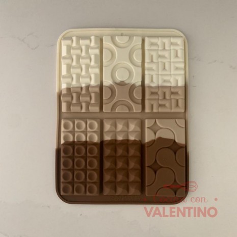 Molde Silicona Tableta Chocolate Diseño - 6 Un