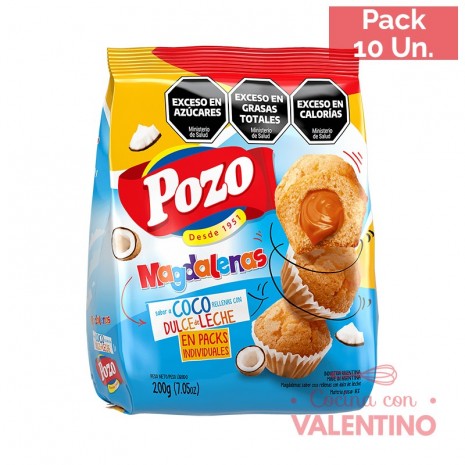 Magdalenas Pozo Coco Rellena DDL - 200 Grs - Pack 10 Un.