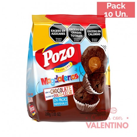 Magdalenas Pozo Chocolate Rellena DDL - 200 Grs - Pack 10 Un.