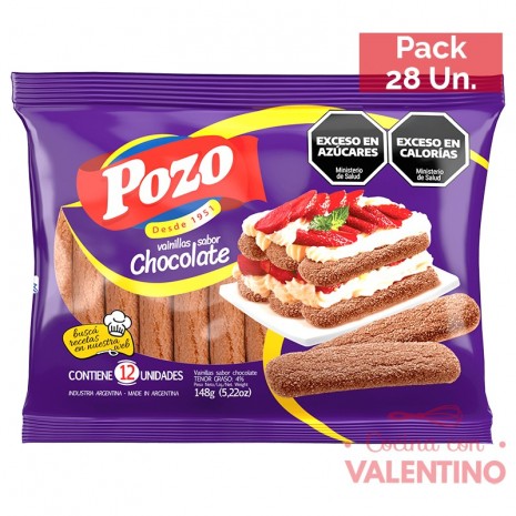 Vainillas Pozo Chocolate - 148 Grs - Pack 28 Un.
