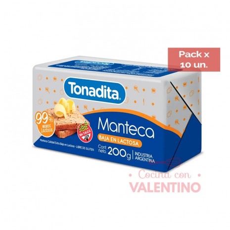 Manteca Tonadita SIN LACTOSA - 200 Grs - Pack 10 Un.