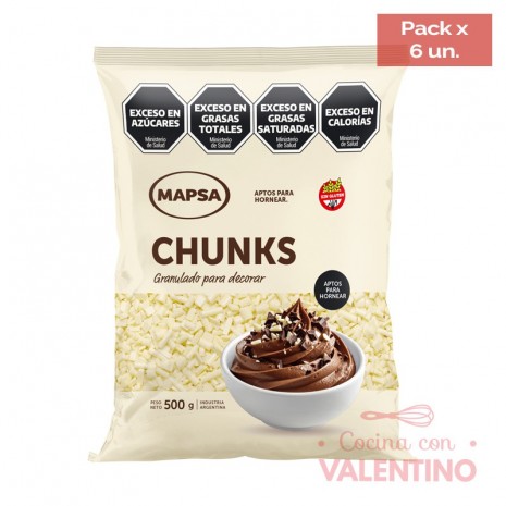 Chocolate Granulado Mapsa Chunks Blanco - 500 Grs - Pack 6 Un.