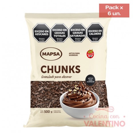 Chocolate Granulado Mapsa Chunks Semiamargo - 500 Grs - Pack 6 Un.